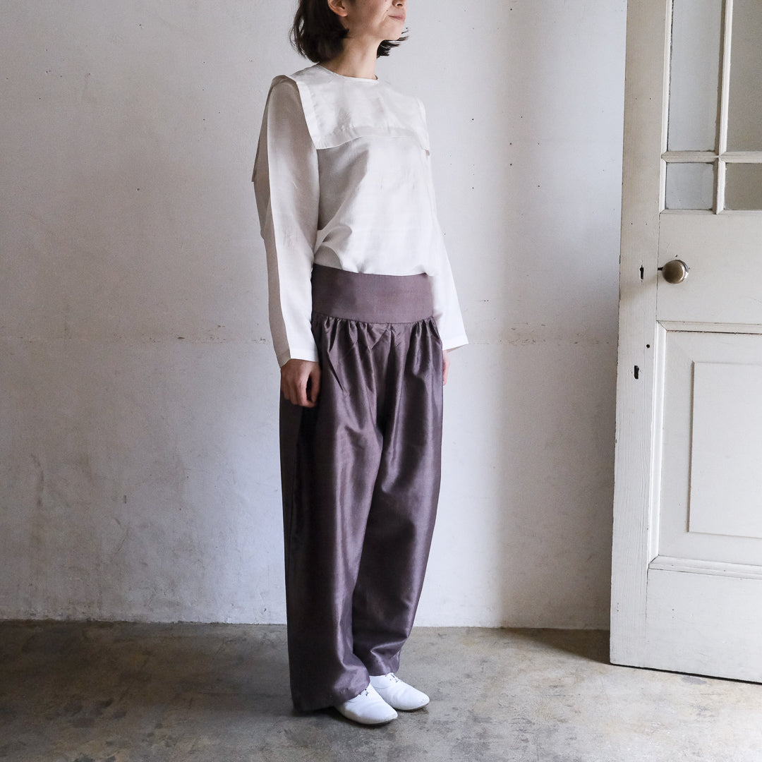 タグ付き BUNON ブノン Tuck Pants プリントパンツ M シルク