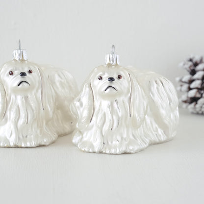 【在庫限り】VITBIS ガラスオーナメント　マルチーズ シルバー