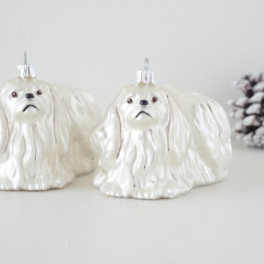 【在庫限り】VITBIS ガラスオーナメント　マルチーズ シルバー