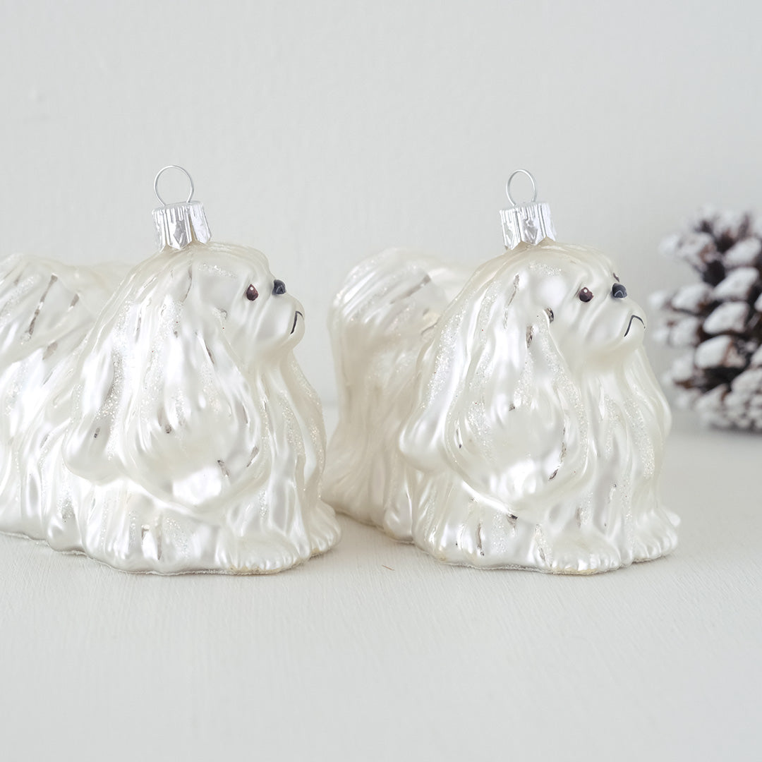 【在庫限り】VITBIS ガラスオーナメント　マルチーズ シルバー