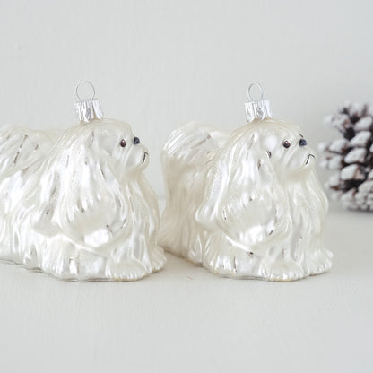 【在庫限り】VITBIS ガラスオーナメント　マルチーズ シルバー