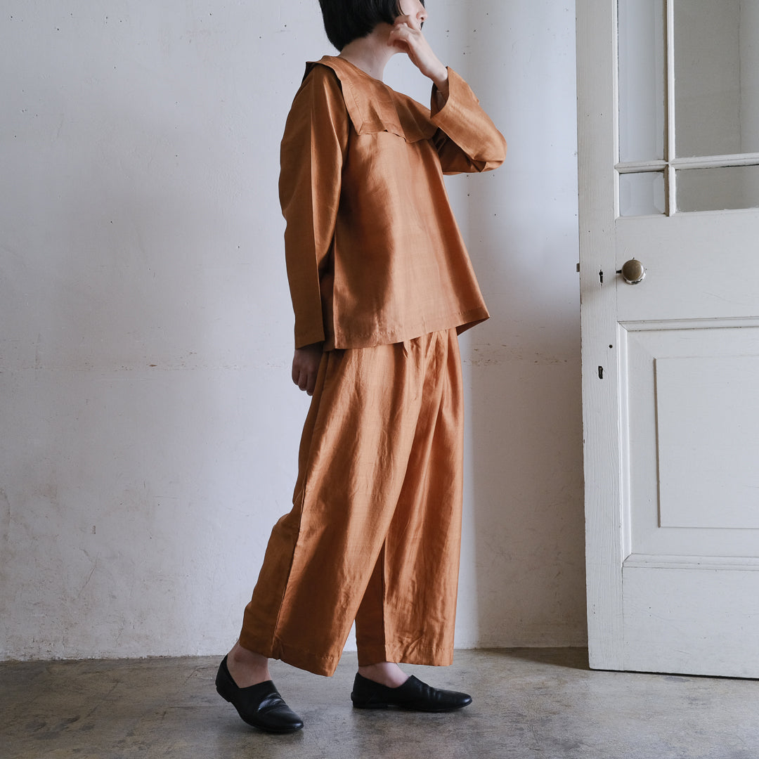 ［BUNON］Wide Belt Tuck Pants