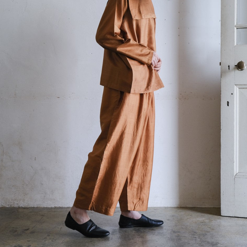 ［BUNON］Wide Belt Tuck Pants
