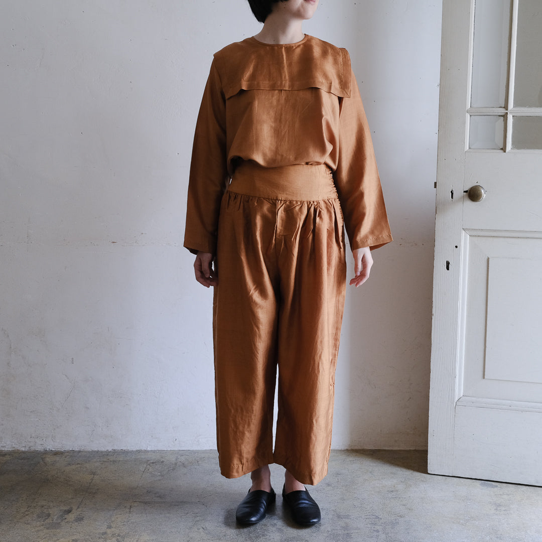 ［BUNON］Wide Belt Tuck Pants