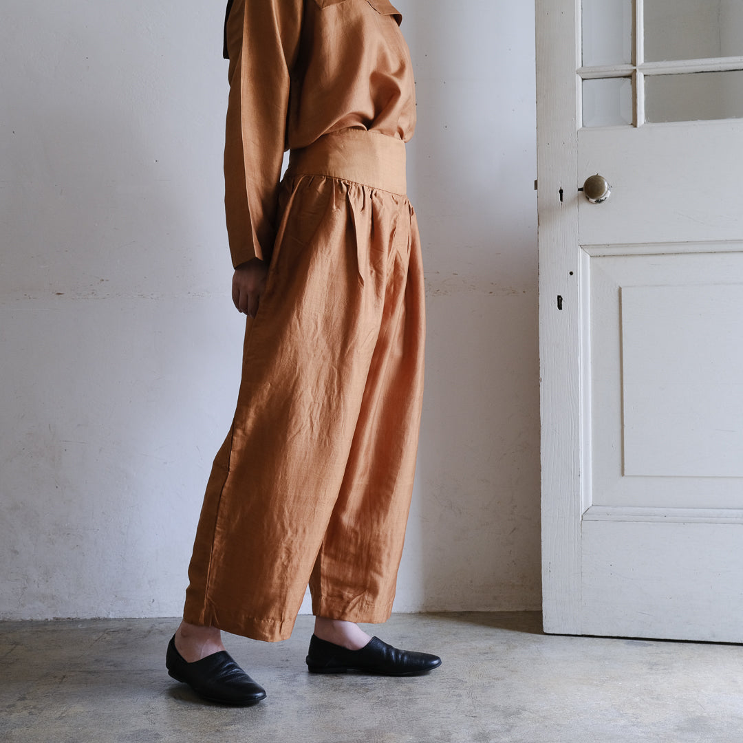 ［BUNON］Wide Belt Tuck Pants