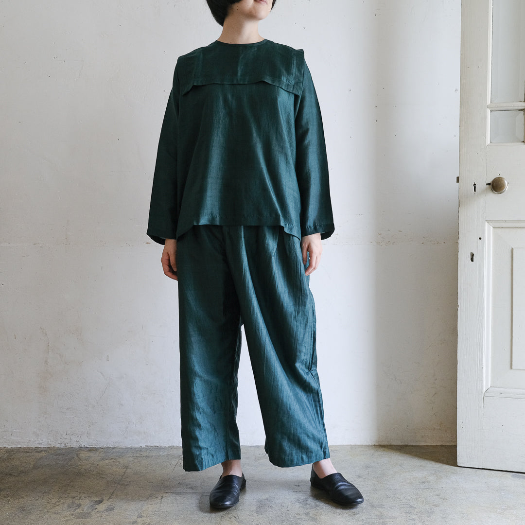 ［BUNON］Wide Belt Tuck Pants