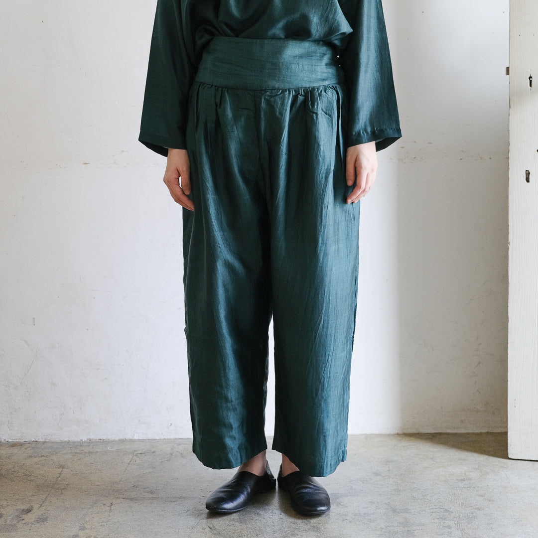 ［BUNON］Wide Belt Tuck Pants