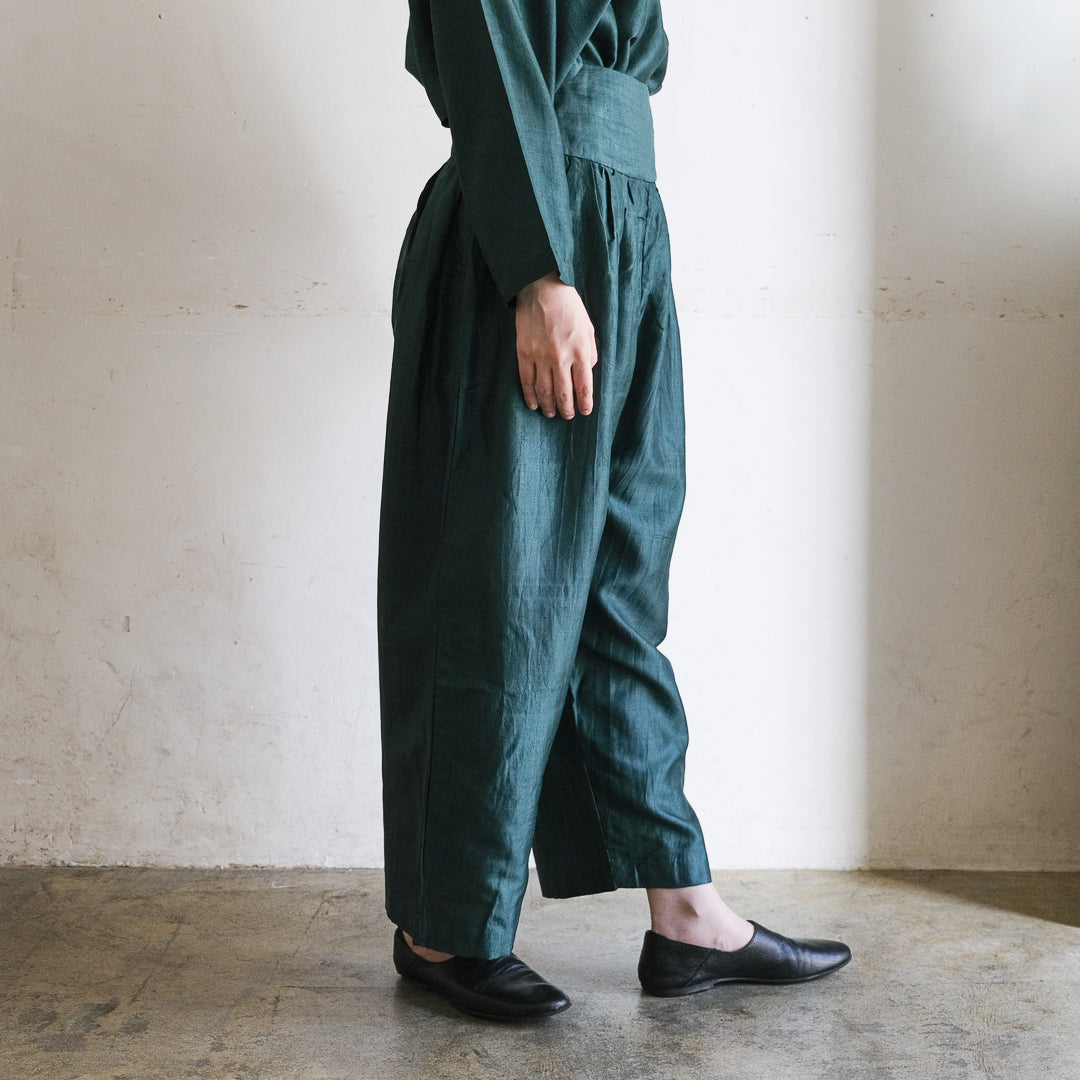 ［BUNON］Wide Belt Tuck Pants
