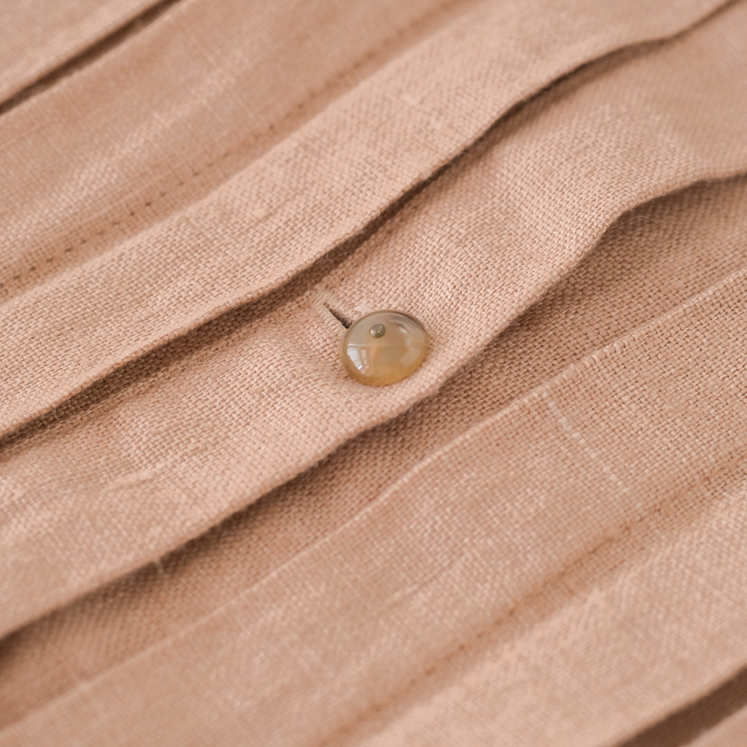 ［SALUÉ］ピンタックノースリーブドレス／ミッドウェイトリネン