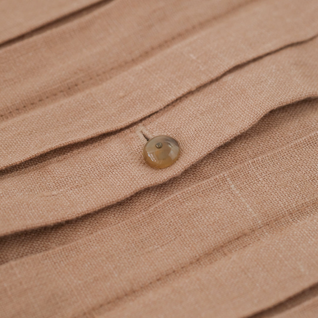 ［SALUÉ］ピンタックノースリーブドレス／ミッドウェイトリネン