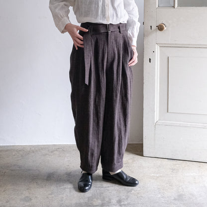 SALUÉ／【受注商品】エッグパンツA／ヘリンボーンリネン
