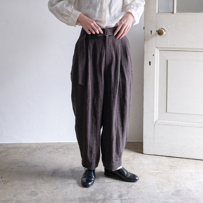 SALUÉ／【受注商品】エッグパンツA／ヘリンボーンリネン