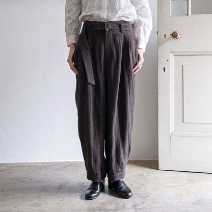 SALUÉ／【受注商品】エッグパンツA／ヘリンボーンリネン
