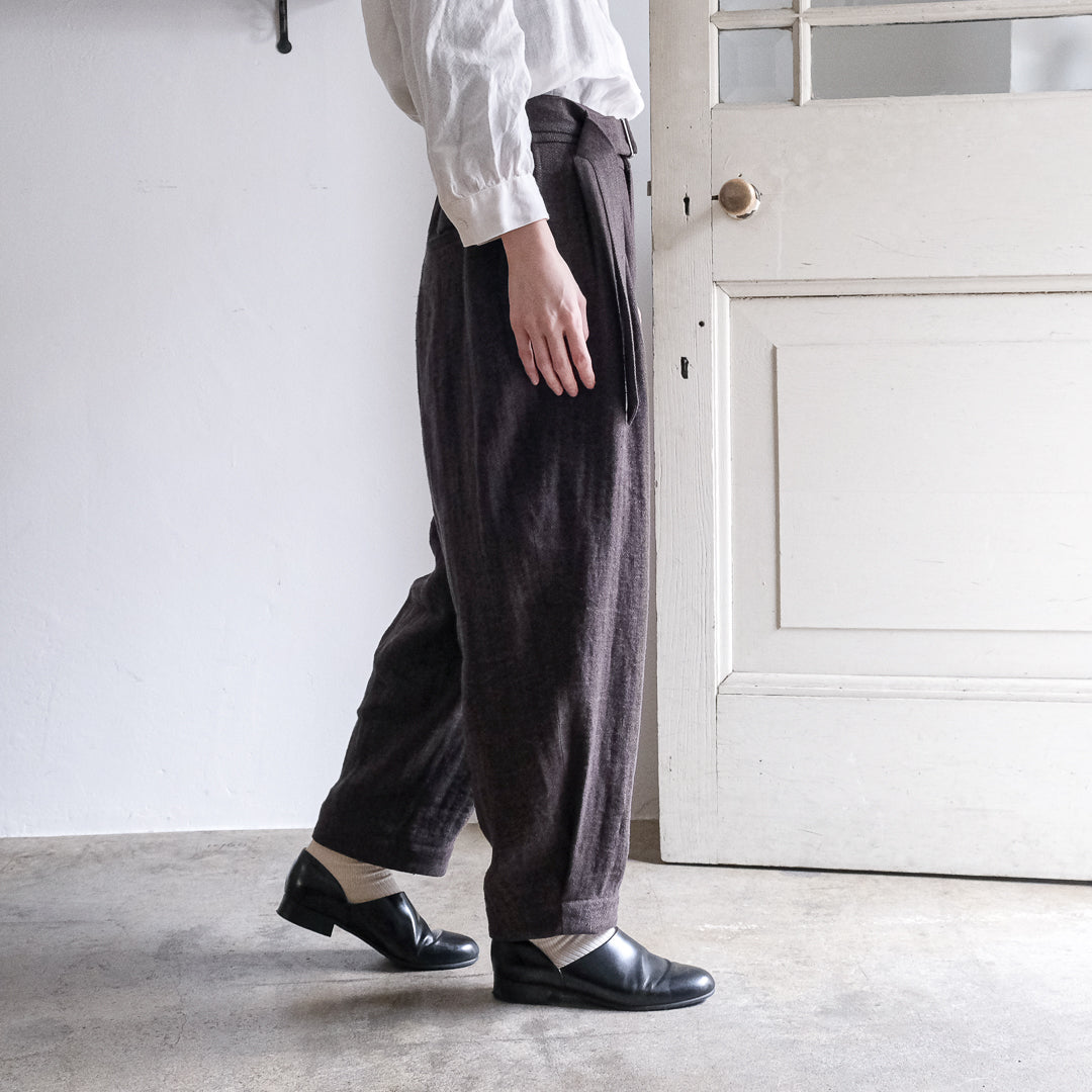 SALUÉ／【受注商品】エッグパンツA／ヘリンボーンリネン