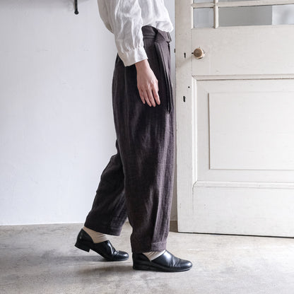 SALUÉ／【受注商品】エッグパンツA／ヘリンボーンリネン