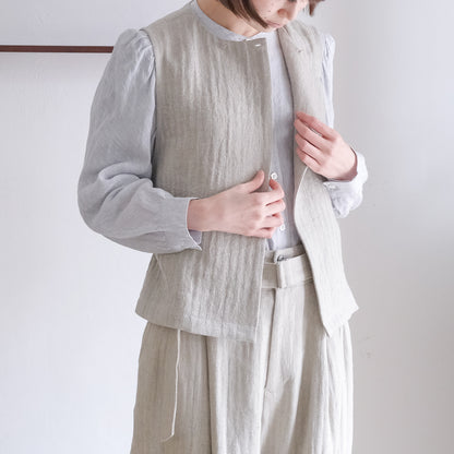 SALUÉ／【受注商品】エッグパンツA／ヘリンボーンリネン