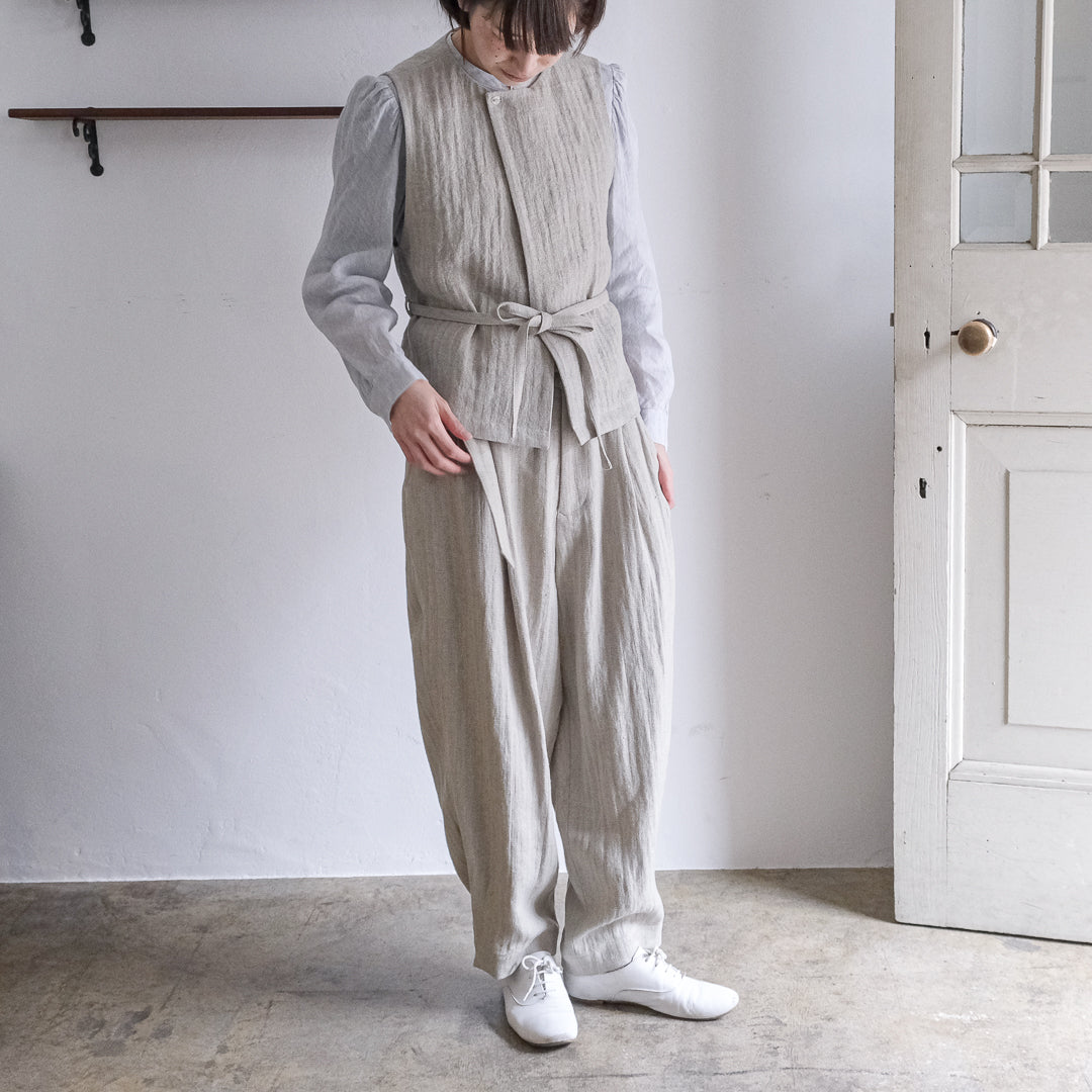 SALUÉ／【受注商品】エッグパンツA／ヘリンボーンリネン
