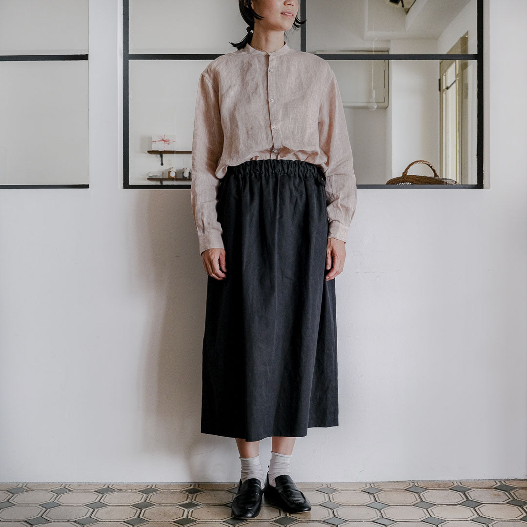 ［SALUÉ］ワンサイドスリットロングスカート／コットンリネン