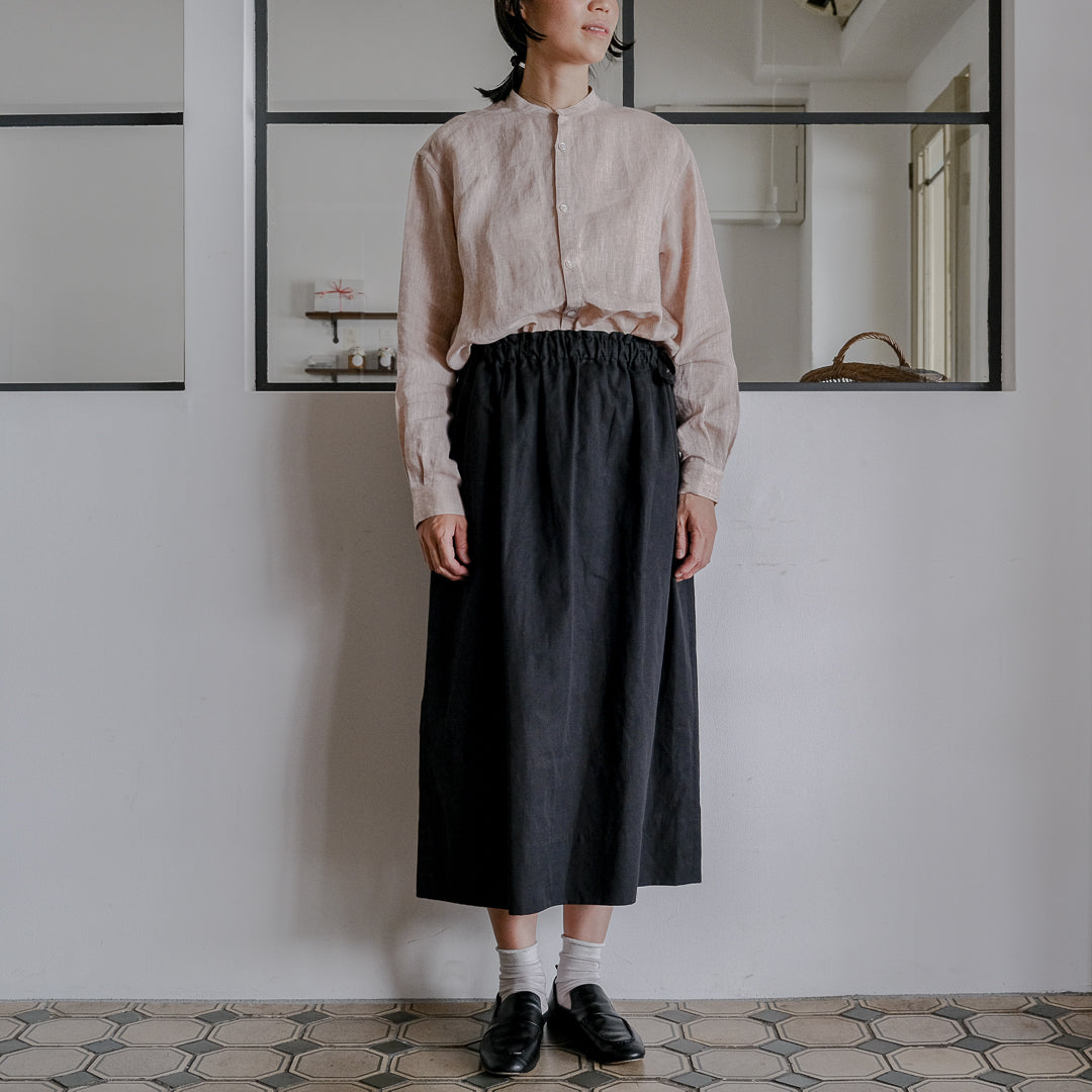 ［SALUÉ］ワンサイドスリットロングスカート／コットンリネン