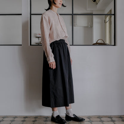 ［SALUÉ］ワンサイドスリットロングスカート／コットンリネン