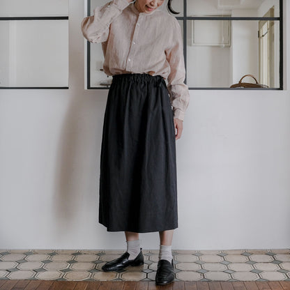 ［SALUÉ］ワンサイドスリットロングスカート／コットンリネン