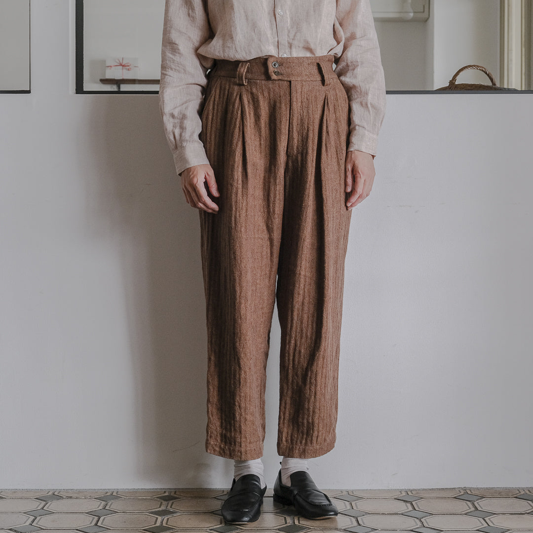 ［SALUÉ］エッグパンツC／ヘリンボーンリネン