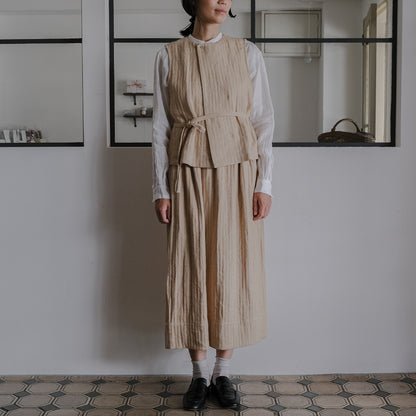 ［SALUÉ］ハイウエストジレ／ヘリンボーンリネン