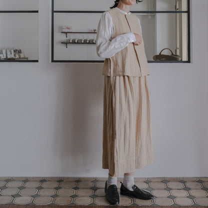 ［SALUÉ］ハイウエストジレ／ヘリンボーンリネン