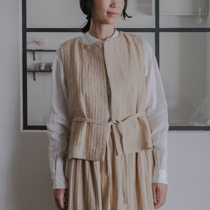 ［SALUÉ］ハイウエストジレ／ヘリンボーンリネン