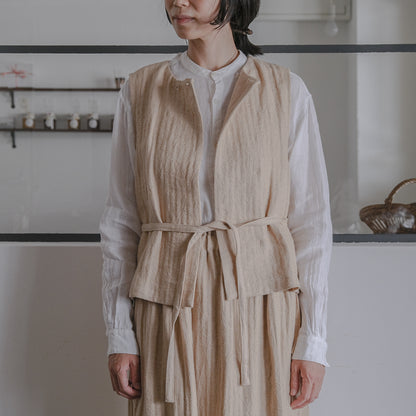 ［SALUÉ］ハイウエストジレ／ヘリンボーンリネン