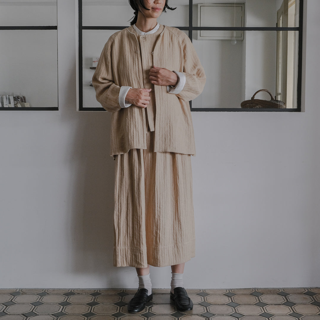 ［SALUÉ］ハイウエストジレ／ヘリンボーンリネン