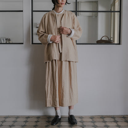 ［SALUÉ］ハイウエストジレ／ヘリンボーンリネン
