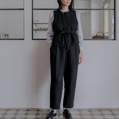 ［SALUÉ］ハイウエストジレ／ヘリンボーンリネン