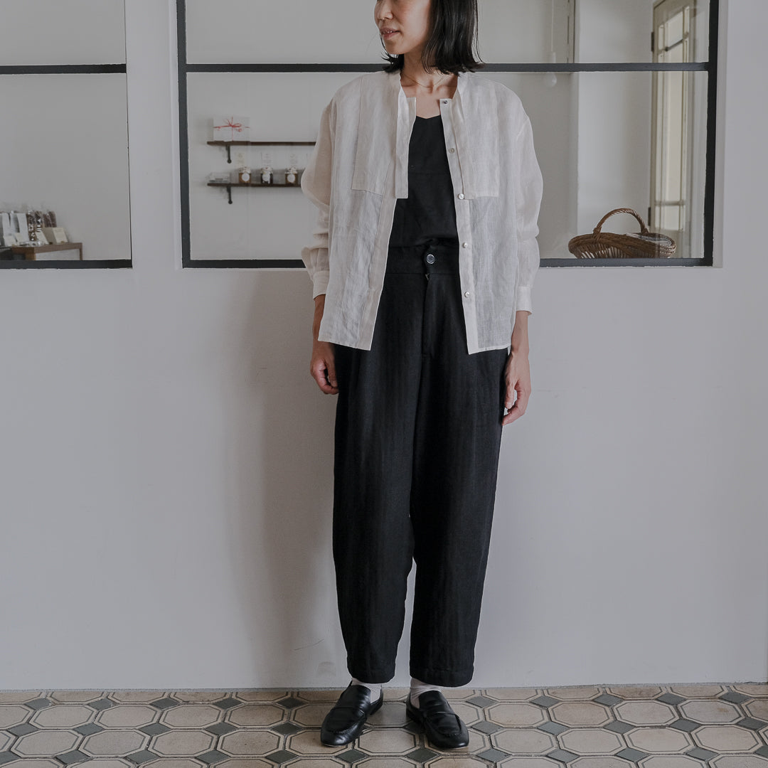 SALUÉ／ボウカラーシャツ／ライトウェイトリネン