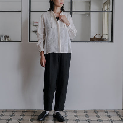 SALUÉ／ボウカラーシャツ／ライトウェイトリネン