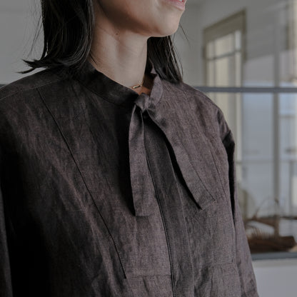 SALUÉ／ボウカラーシャツ／ライトウェイトリネン