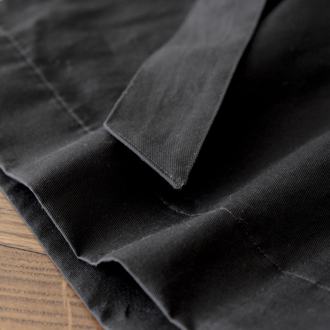 ［SALUÉ］ショールカラースリットコート／コットンリネンカルゼ