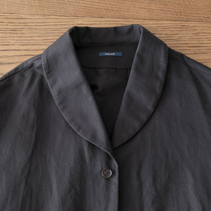 ［SALUÉ］ショールカラースリットコート／コットンリネンカルゼ