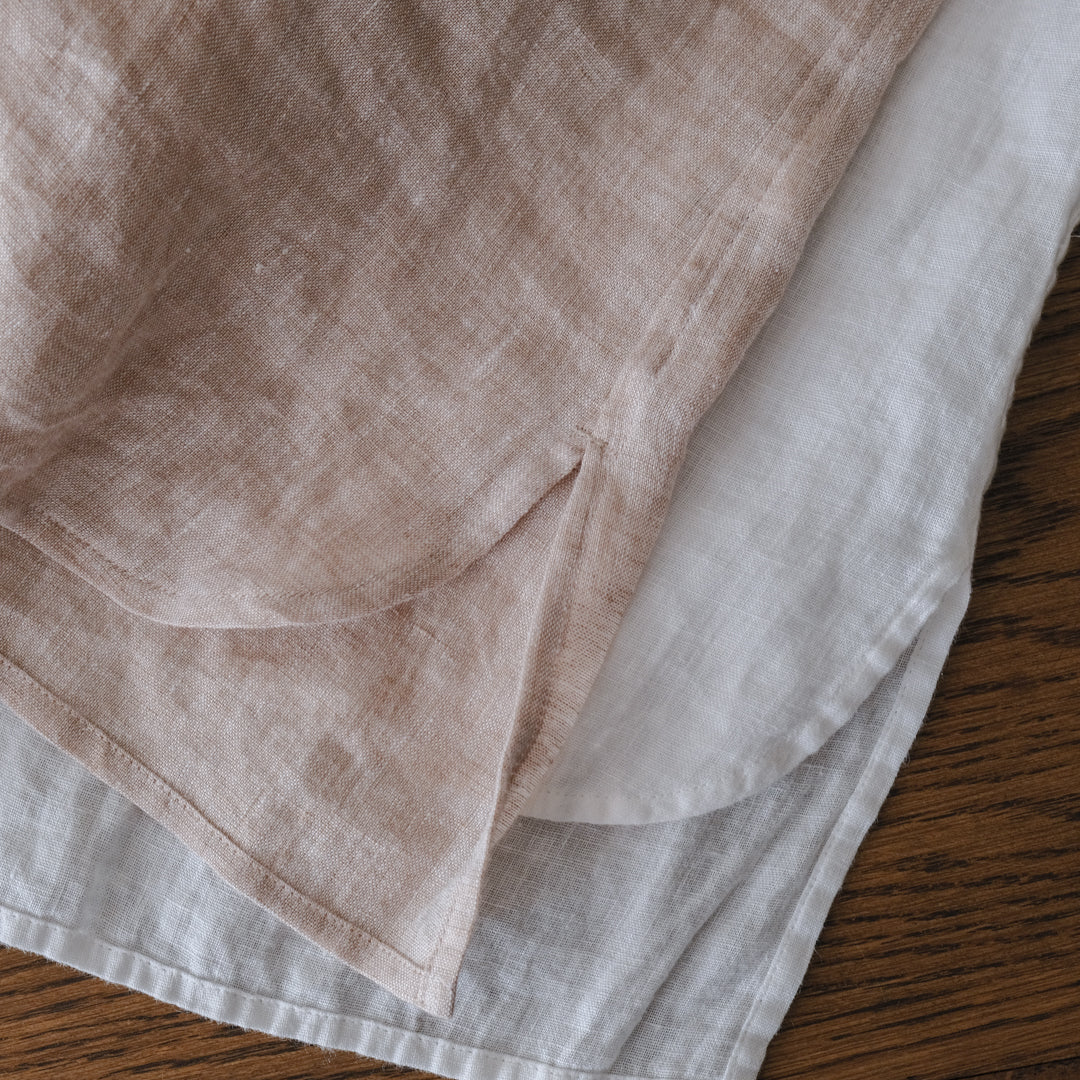 SALUÉ／ユニセックスバンドカラーシャツ／ライトウェイトリネン