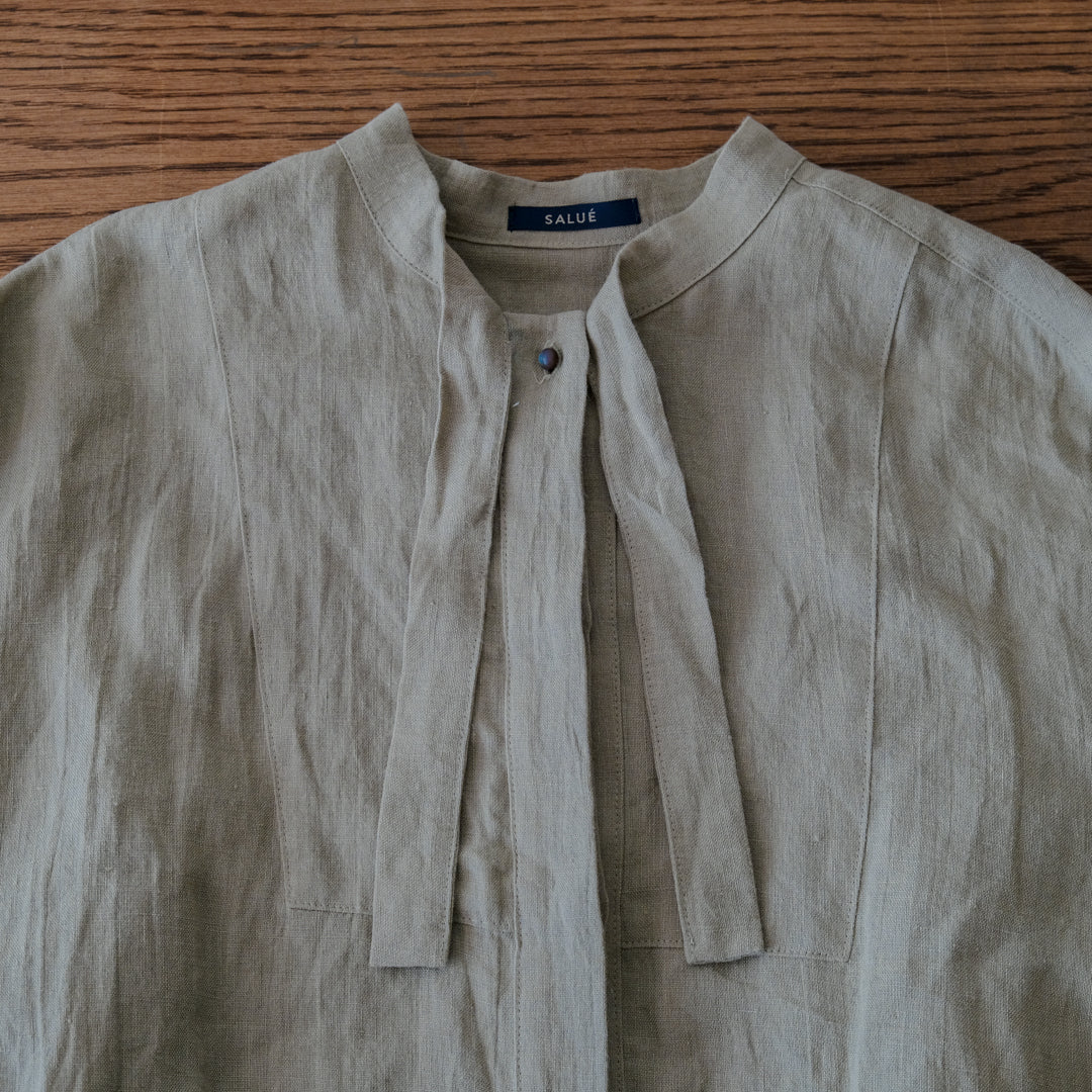 SALUÉ／ボウカラーシャツ／ライトウェイトリネン