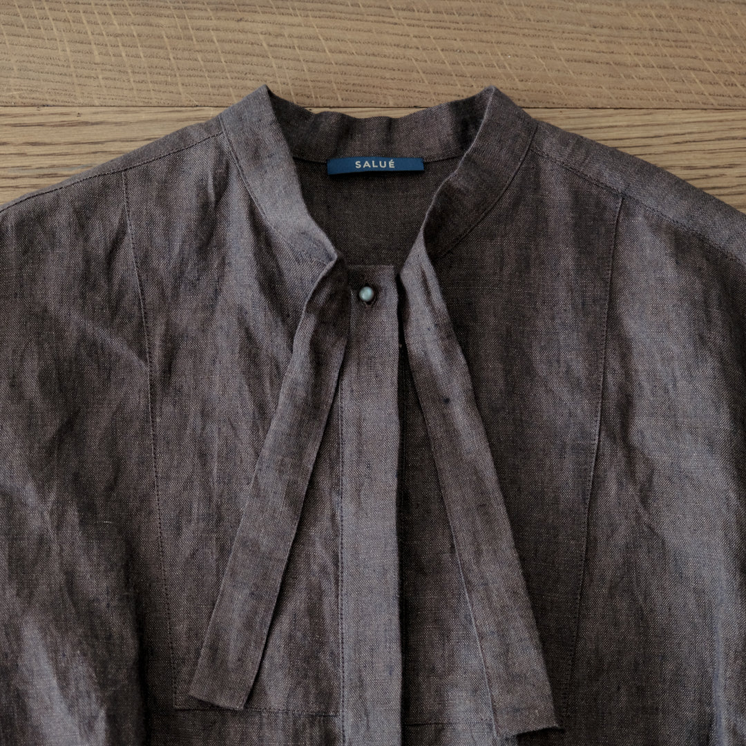 SALUÉ／ボウカラーシャツ／ライトウェイトリネン