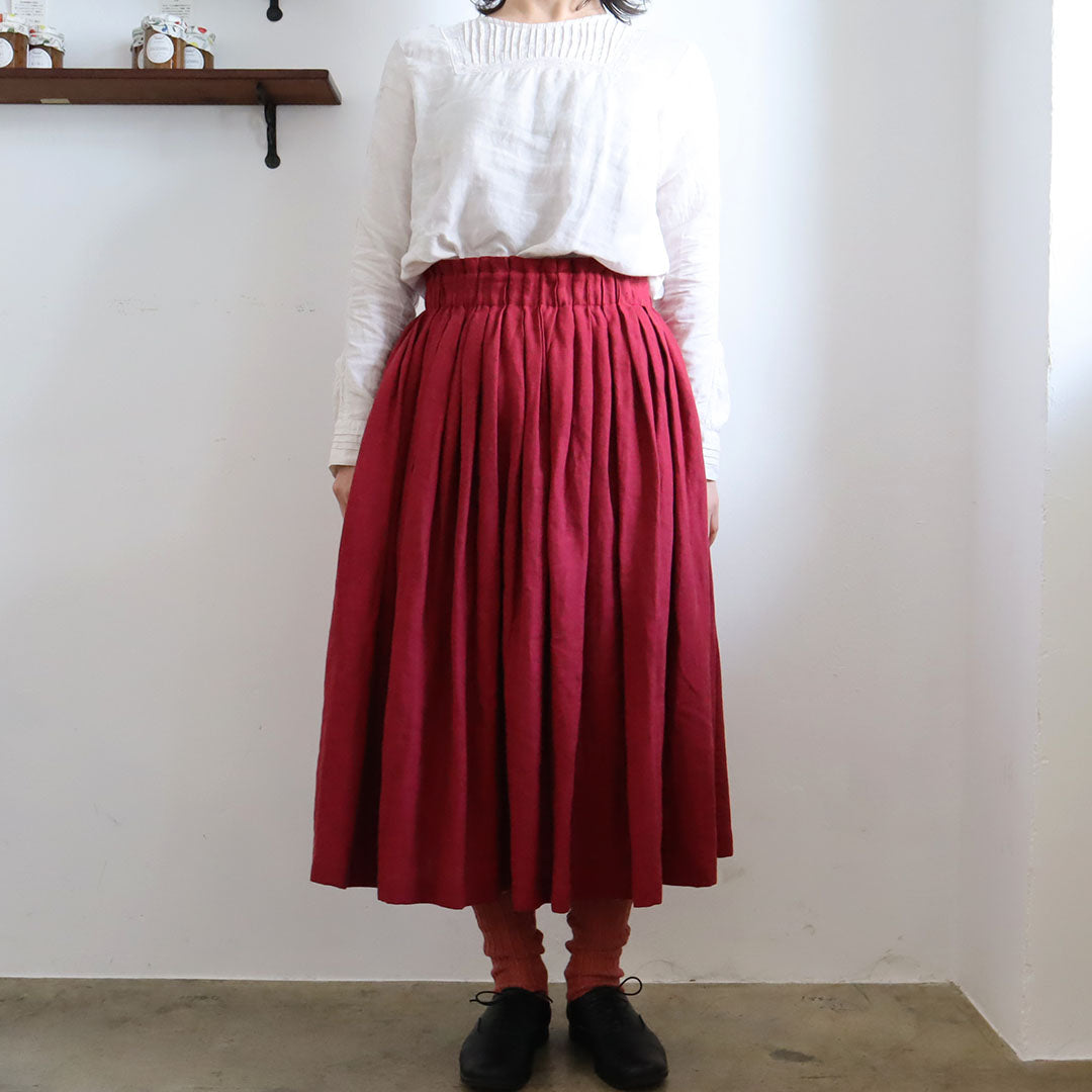 スカートチクリン ウールタックギャザースカート - ひざ丈スカート