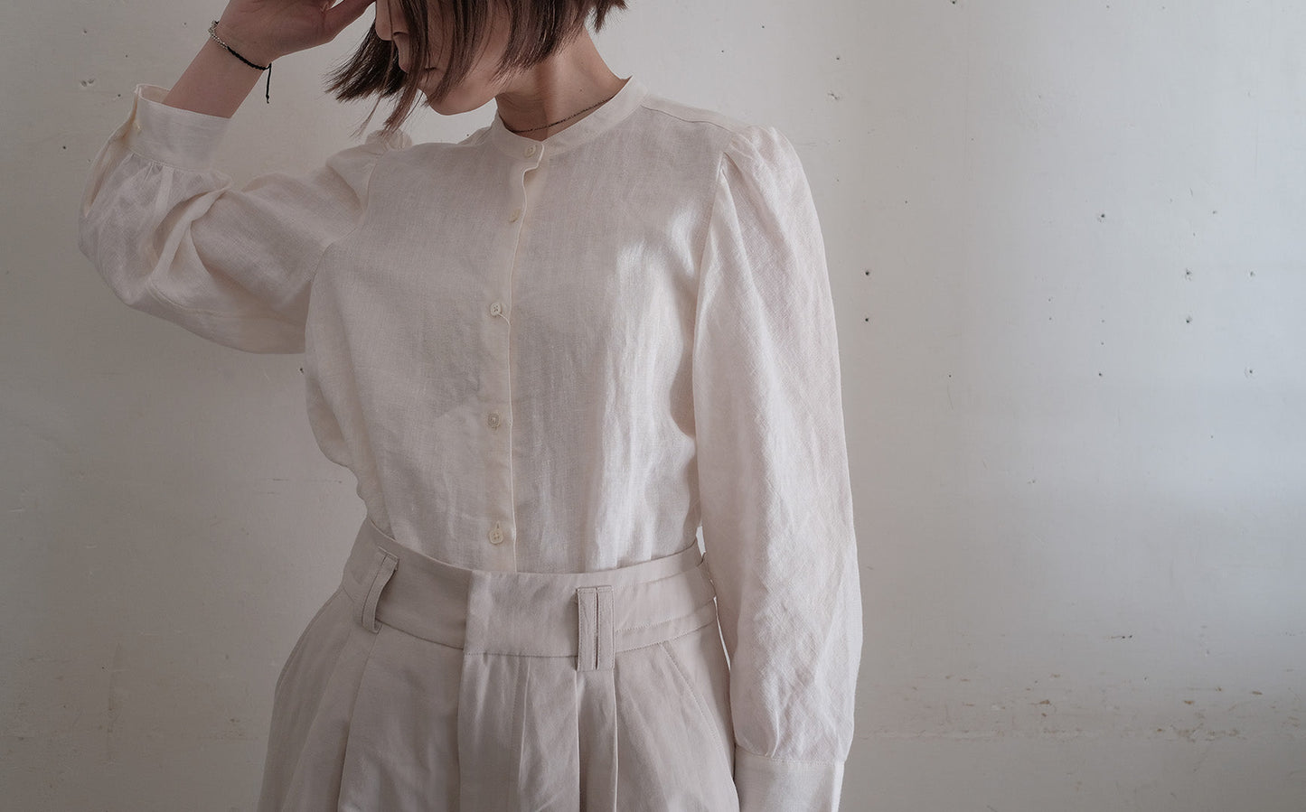 SALUÉ／【受注商品】エッグパンツA／ヘリンボーンリネン