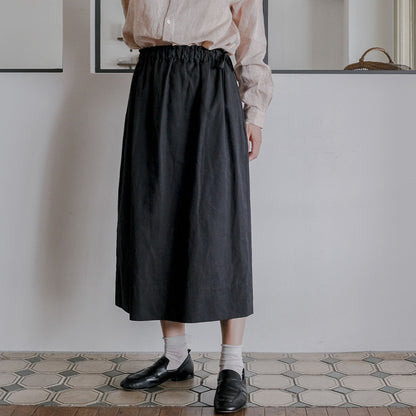 ［SALUÉ］ワンサイドスリットロングスカート／コットンリネン
