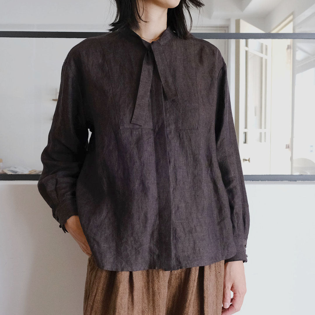 SALUÉ／ボウカラーシャツ／ライトウェイトリネン