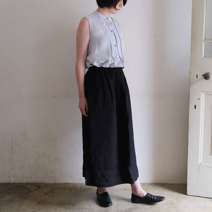 ［SALUÉ］リネンピンタックノースリーブブラウス／ライトウェイトリネン