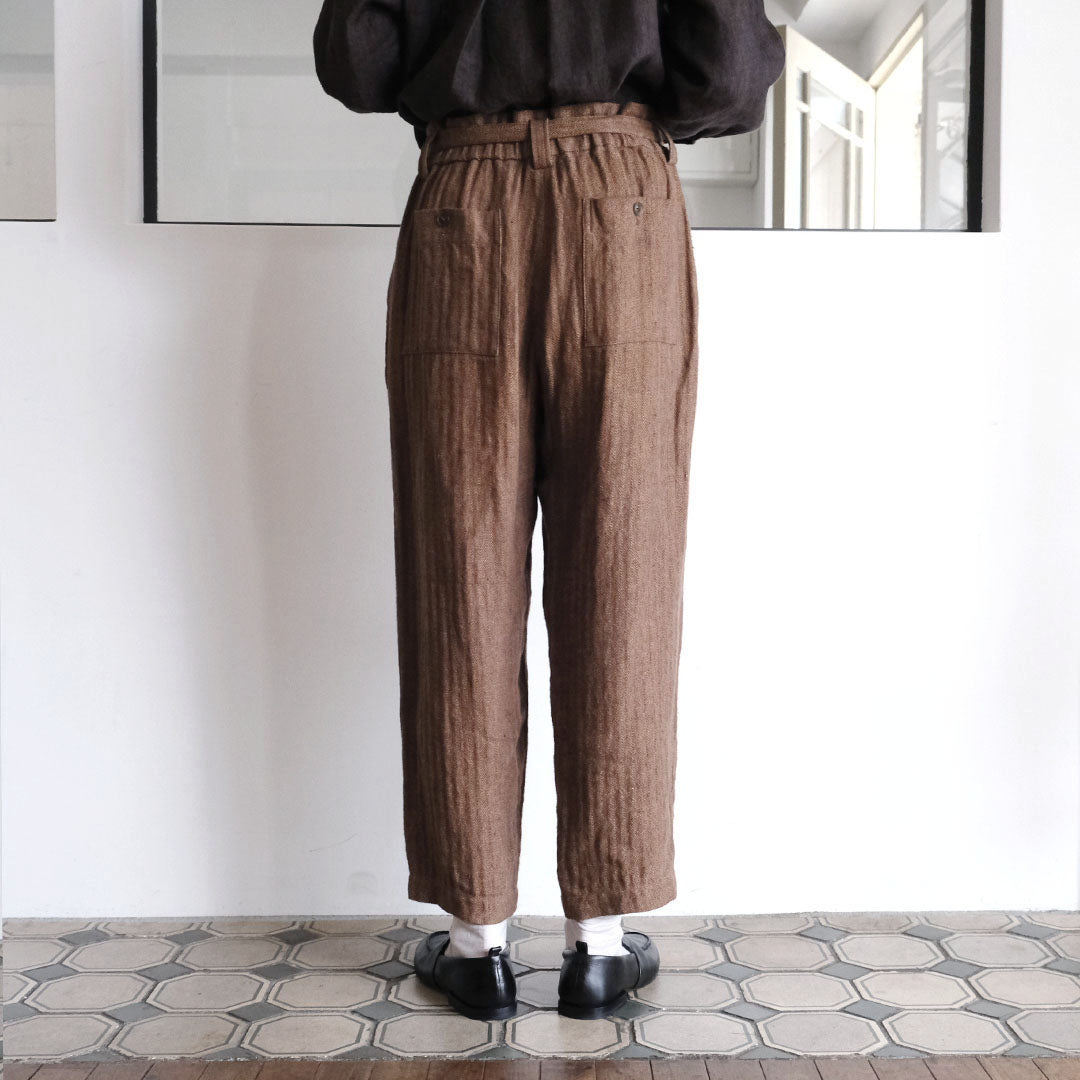 ［SALUÉ］エッグパンツC／ヘリンボーンリネン