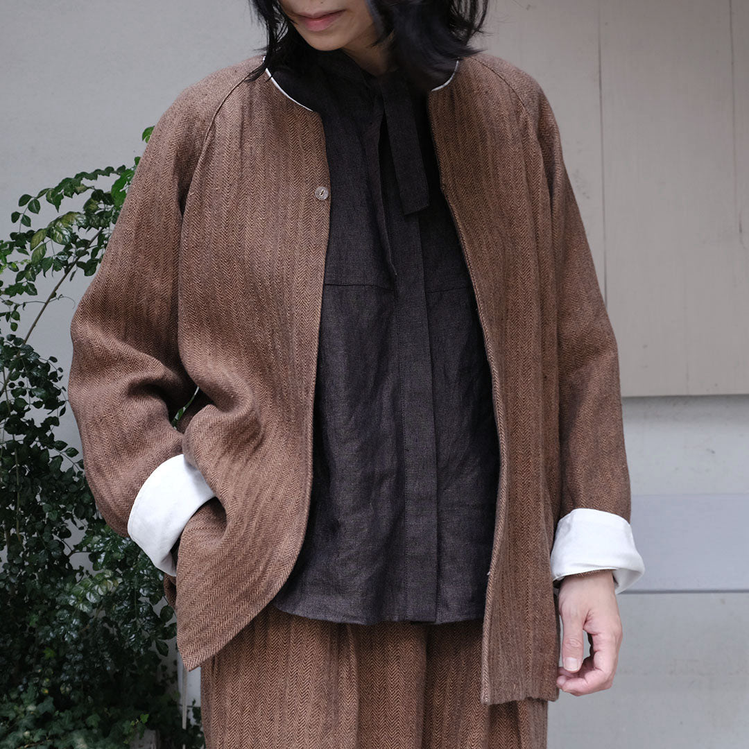 ［SALUÉ］エッグパンツC／ヘリンボーンリネン