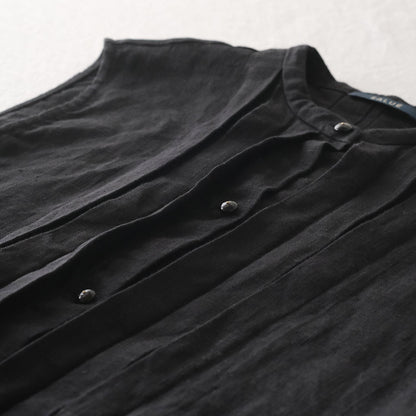 ［SALUÉ］ピンタックノースリーブドレス／ミッドウェイトリネン