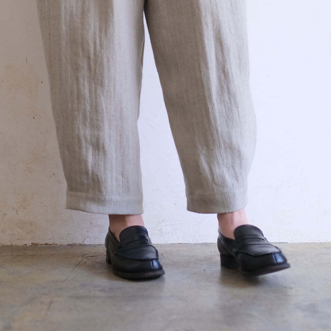 SALUÉ／【受注商品】エッグパンツA／ヘリンボーンリネン